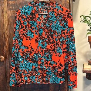 The Limited Orange and Blue Floral blouse